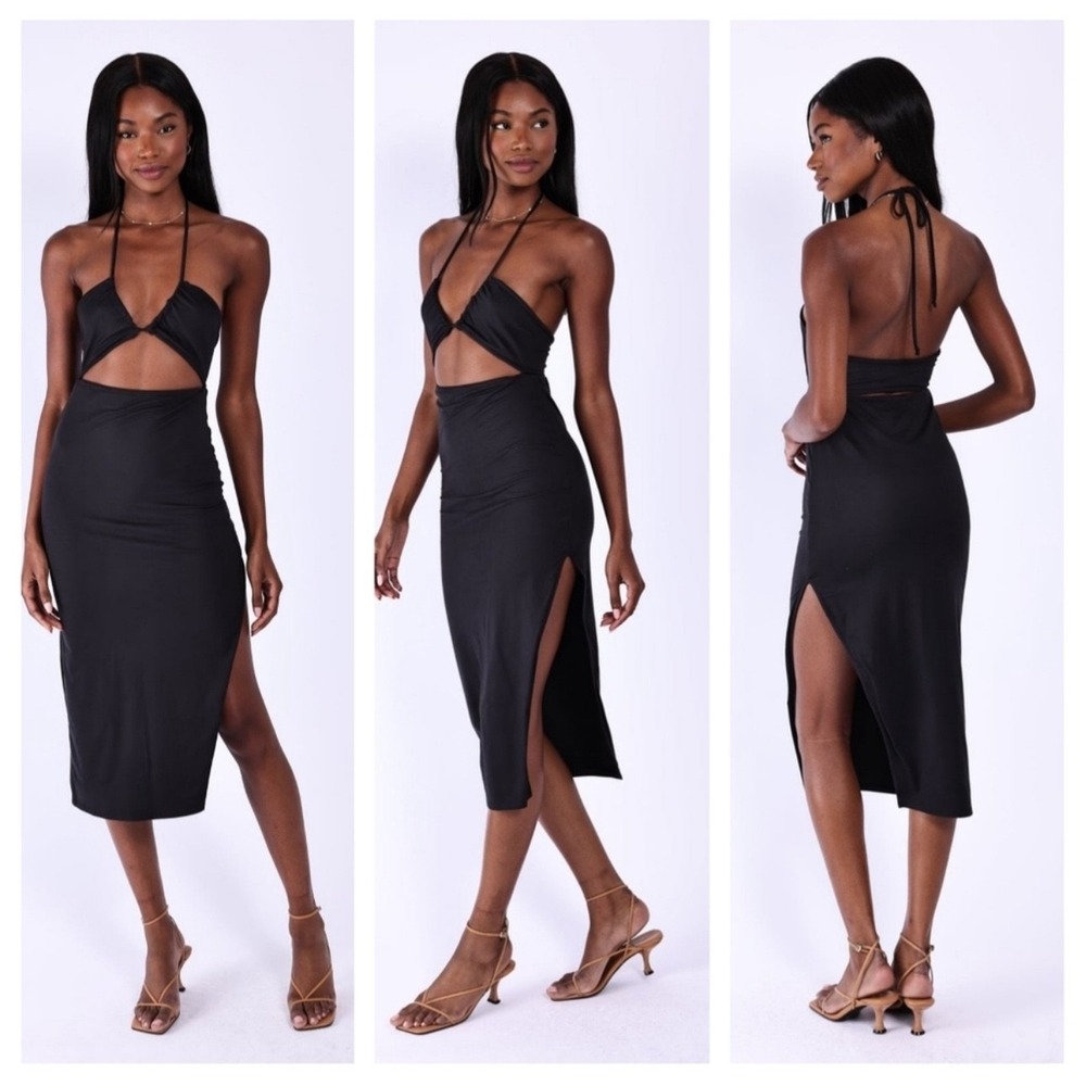 RESA Nikki Dress NWT Revolve Black Halter Tie Dress Size XL  $168
